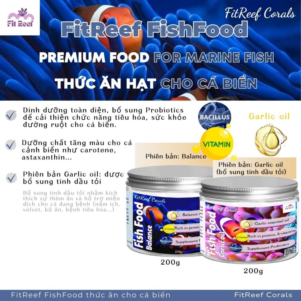 Thức ăn cá biển cao cấp FitReef Fish Food: Bổ sung đầy đủ dinh dưỡng thiết yếu cho cá nước mặn và ti
