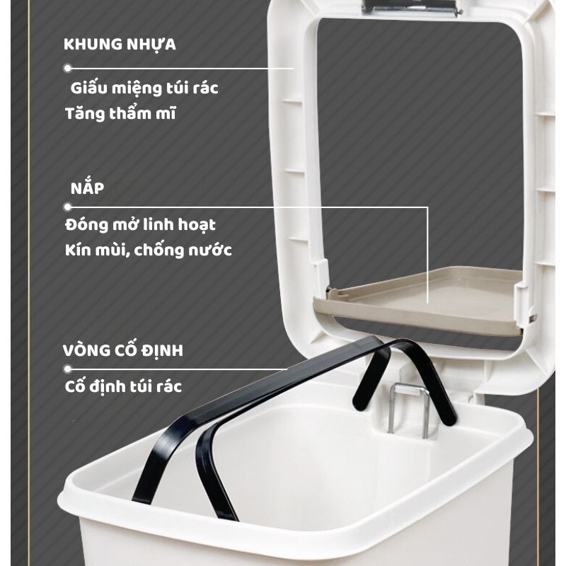 Thùng Rác Đạp Chân ENODA HOME 4 Size, Thùng Đựng Rác Chữ Nhật Có Nắp Cho Gia Đình, Văn Phòng TR020 | BigBuy360 - bigbuy360.vn