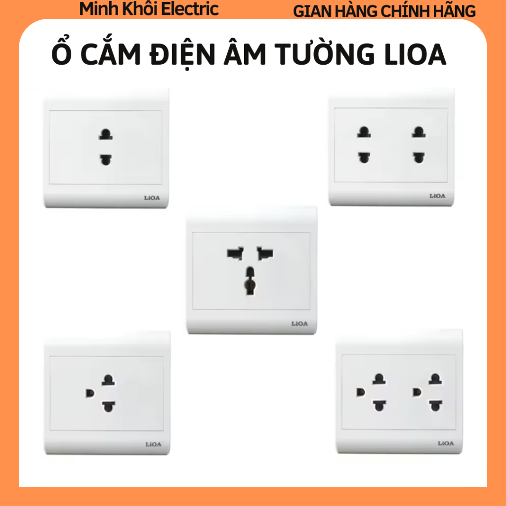 Ổ cắm điện âm tường Lioa,ổ cắm điện lắp nổi Lioa loại mặt vuông series V20,ổ cắm đơn,ổ cắm đôi,mặt c