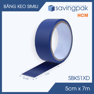 SBKS1XD - Combo 2 cuộn băng keo Simili khổ 5cm x 7m - Xanh dương - Băng dính dán gáy sách -S.BKS1XD