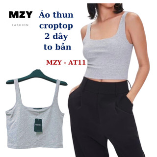 Áo croptop dây to bản màu xám MZY - AT11, chất thun cotton co giãn tốt, phối nhiều kiểu.