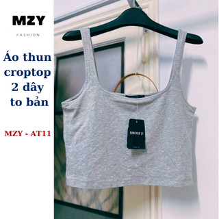 Áo croptop dây to bản màu xám MZY - AT11, chất thun cotton co giãn tốt, phối nhiều kiểu.