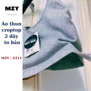 Áo croptop dây to bản màu xám MZY - AT11, chất thun cotton co giãn tốt, phối nhiều kiểu.