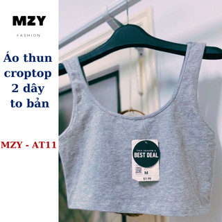 Áo croptop dây to bản màu xám MZY - AT11, chất thun cotton co giãn tốt, phối nhiều kiểu.