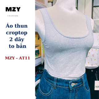 Áo croptop dây to bản màu xám MZY - AT11, chất thun cotton co giãn tốt, phối nhiều kiểu.