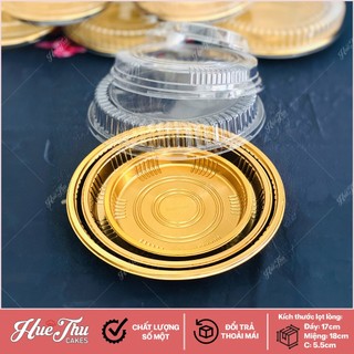 Hộp Nhựa Vàng Hình Tròn HC5 20/25/28cm (10 hộp, có nắp) đựng bánh rau câu cá chép, đựng bánh các loại