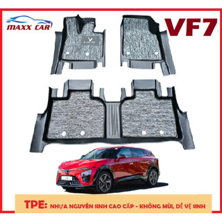  VF7: Thảm lót sàn MAXXCAR cho xe VINFAST VF7 nhựa TPE đúc nguyên khối 5D tràn viền + Rối xám logo 