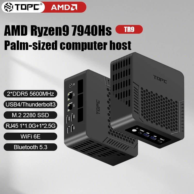 TOPC MINI PC AMD Ryzen 9 7940HS DDR5 PCIe4.0 M.2 2280 Máy tính để bàn chơi game Windows 11 Pro