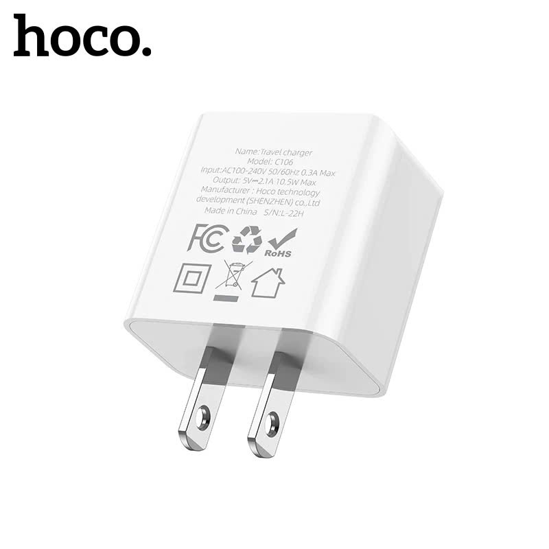Củ sạc chính hãng Hoco 2.1A , cốc sạc tiện ích chất liệu cao cấp bộ sạc 10.5W chống cháy nổ dùng cho các dòng điện thoại