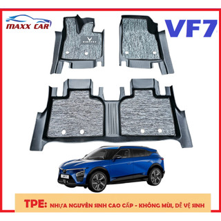  VINFAST VF7: Thảm lót sàn MAXXCAR cho xe  VF7 nhựa TPE đúc nguyên khối 5D tràn viền + Rối xám logo 