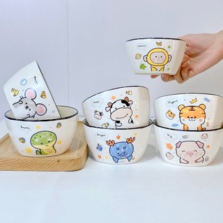 Bát Ăn Cơm, Bát Sứ Ăn Chè Hình 12 Con Thú Đế Vuông Cực Cute Bát Đĩa Decor Hàng Cao Cấp