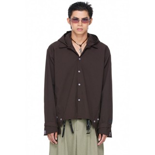 Áo sơ mi nam thiết kế tay dài có mũ - BEUTER Collar Men's Shirt Brown