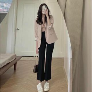 Quần Ống Loe Công Sở Dáng Ngắn ms 2227 Pants Nữ Women Ong