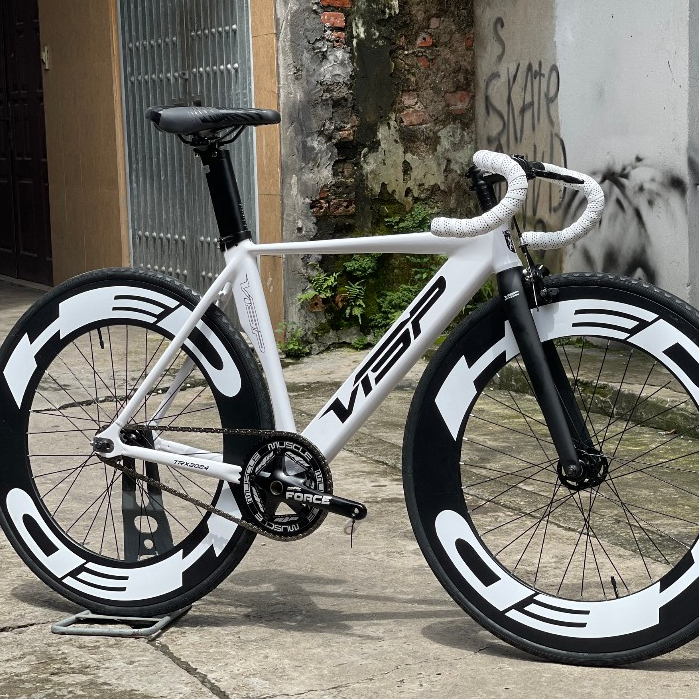 Khung xe đạp Fixed Gear VISP TRX2024 càng carbon kèm chén cổ 41mm
