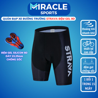 Quần short đạp xe đệm mông Gel Silicon 9D STRAVA chống sốc MIRACLE SPORTS Quần đi xe đạp nam nữ thể thao vải thoáng khí
