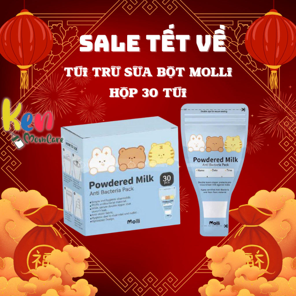 TÚI TRỮ SỮA BỘT MOLLI ( hộp 30 túi )