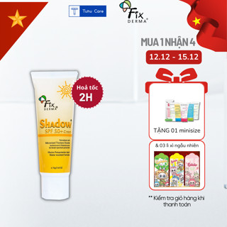 Kem chống nắng Fixderma Shadow 30 - 50+ 75g dạng gel & cream mỏng nhẹ, thấm nhanh, an toàn, dùng được cho mọi loại da