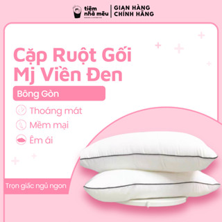 Cặp Ruột Gối Nằm Viền Đen Bông Gòn Trắng Size 45X65cm - Loại Mỏng Siêu Mềm Mại Êm Ái Thoải Mái