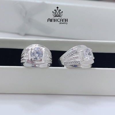 Nhẫn Bạc Nam Đính Đá Đơn Giản Cá Tính -  Minh Canh Jewelry