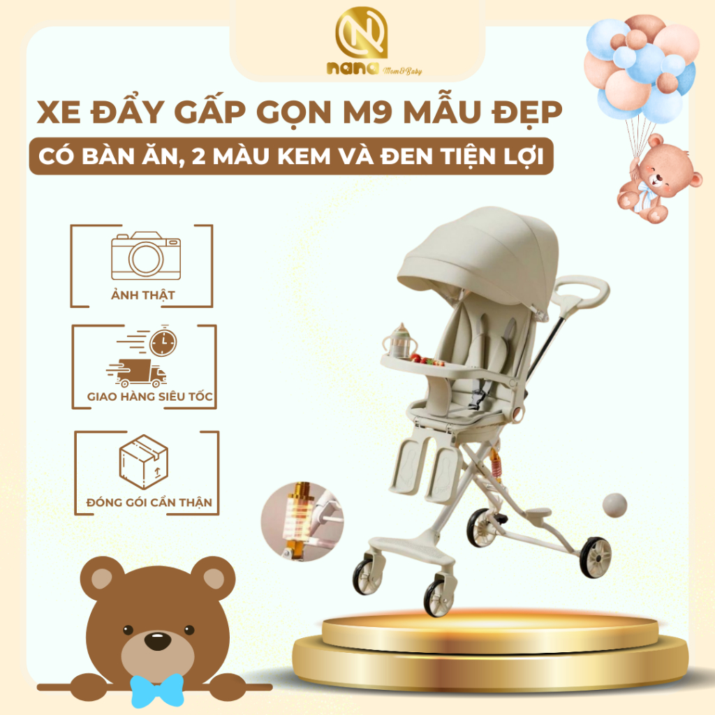 Xe Đẩy M9 Cao Cấp Cho Bé - Có Bàn Ăn Mẫu Mới Nhất