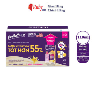  Thùng 48 Hộp Sữa nước Pediasure Vani 110ml ít ngọt  Bao bì sản phẩm thay đổi theo đợt  