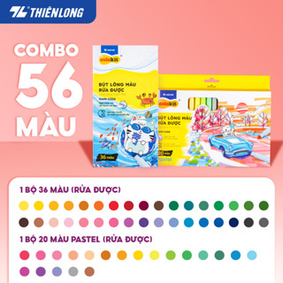 Bút lông màu Fiber Pen Thiên Long Colokit - Combo bút lông màu Fiber Pen 40/56/76 cây màu rửa được
