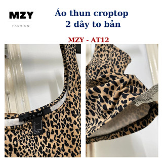 Áo croptop dây to bản họa tiết beo MZY - AT12, chất thun cotton co giãn tốt, phối nhiều kiểu.