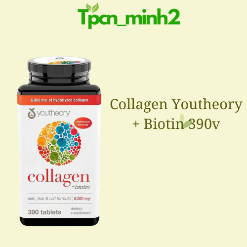 (Hàng Auth) Viên Uống Đẹp Da Collagen Youtheory+ Biotin 390 Viên Của Mỹ