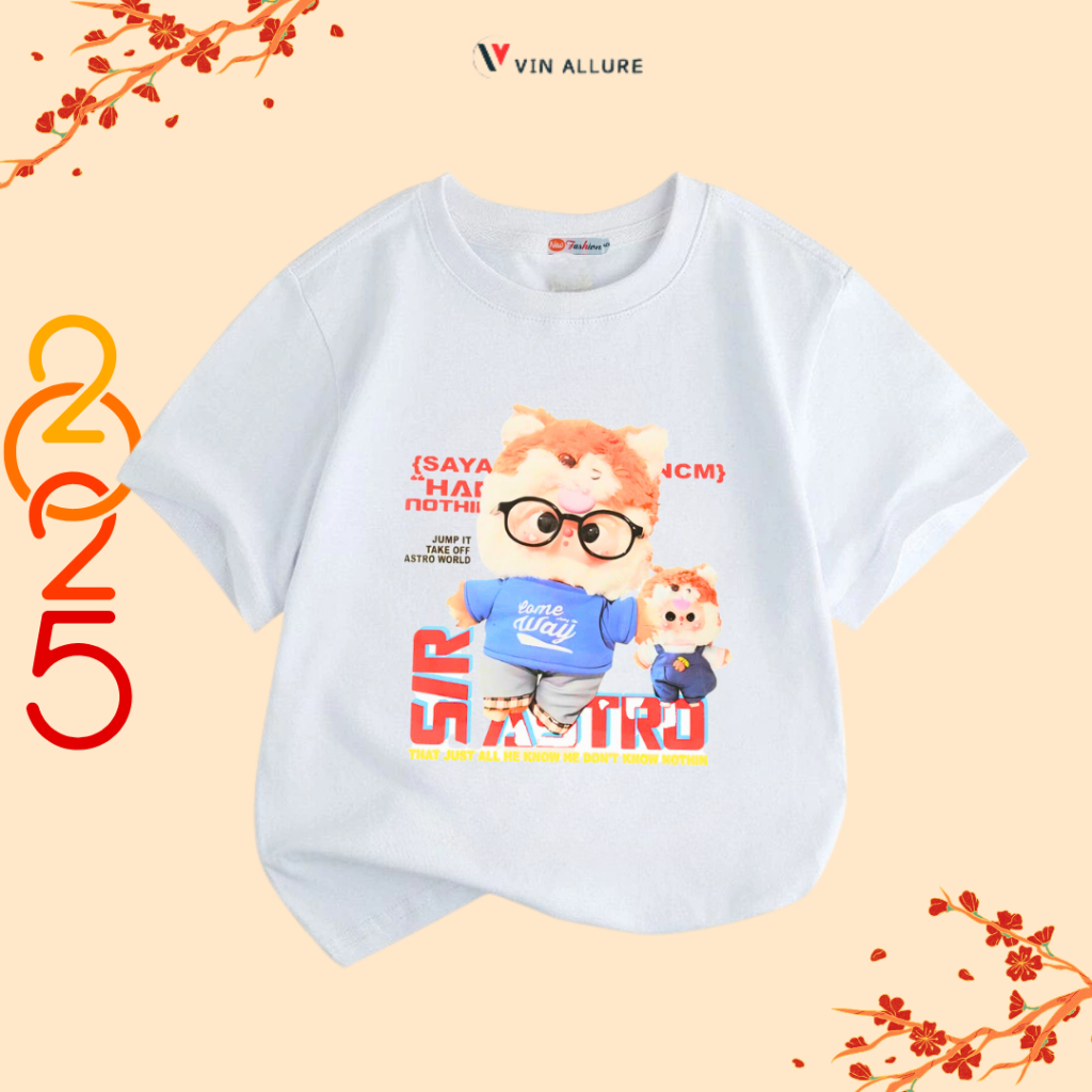Áo thun trẻ em Baby three cao cấp VINKIDS - 1 ÁO - Áo Phông trẻ em VẢI COTTON 4 CHIỀU - V-014