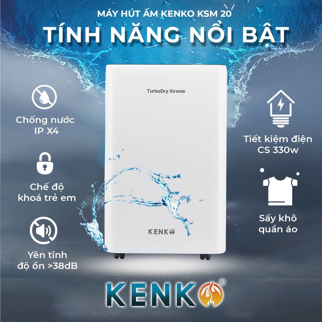 Máy hút ẩm KENKO KSM20 công suất 20-30l, chống nước IPX4, chống ồn, tiết kiệm điện