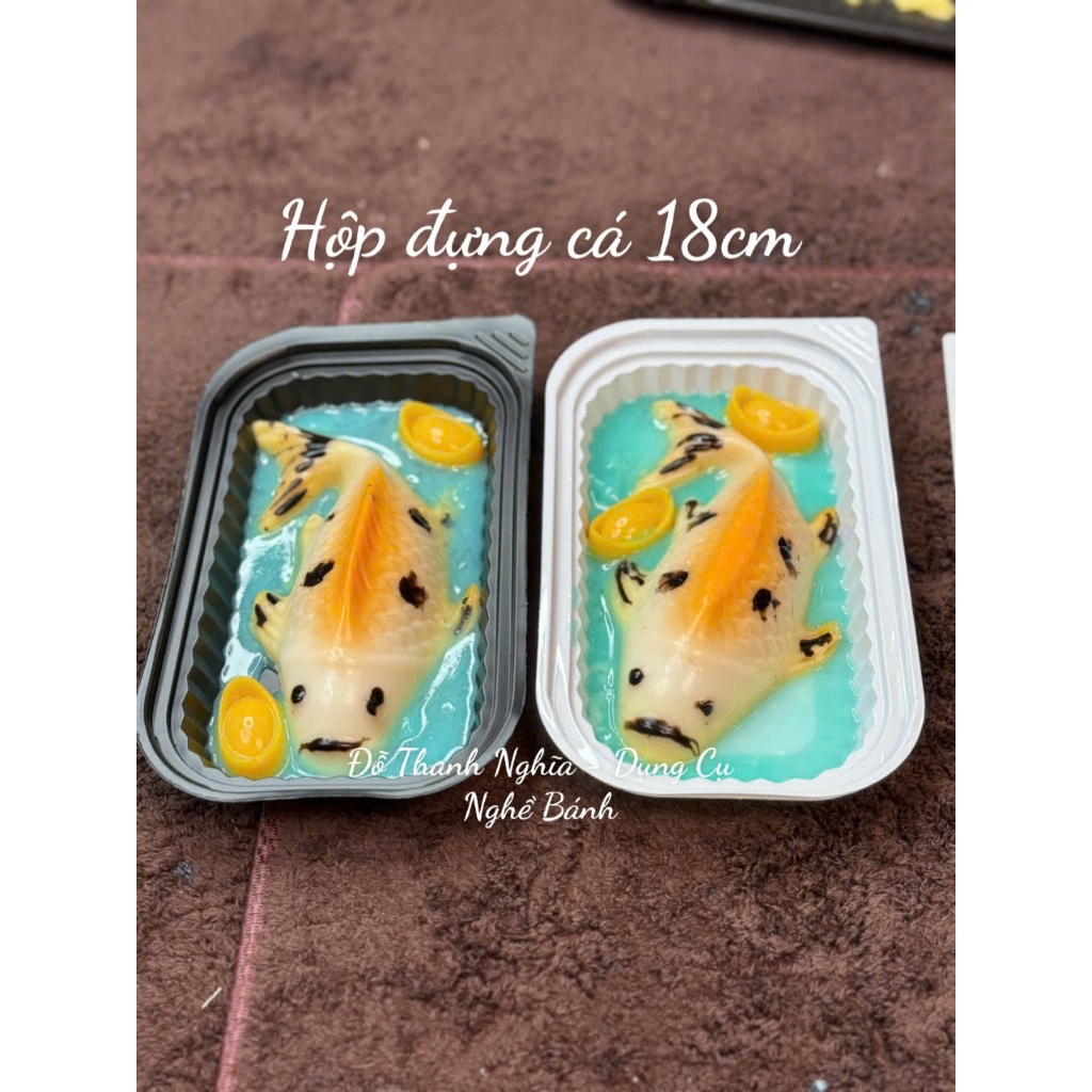Hộp Đựng Nhựa Đế Đen Ht17 (Set 10 Hộp) Đựng Rau Cau Cá Chép Bánh Cá Chép - Khuôn Cá Chép 18cm