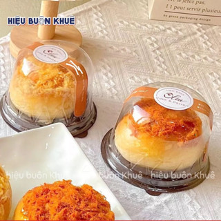 100 Hộp Nhựa Đế Đen Nắp Tròn Đựng Bánh Ngọt, Donut, Bánh Mì Bơ Tỏi [F057]