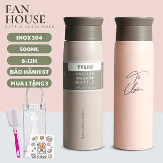 Bình giữ nhiệt 16h Tyeso Favour 500ml cao cấp bình giữ nhiệt chính hãng inox 304 Fan House khắc tên