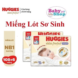 Combo 2 Bịch Miếng Lót Sơ Sinh Huggies Skin Perfec Newborn 1 108+6 Miếng