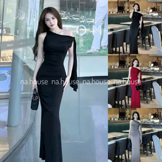  Đầm body dạ hội lệch vai dự tiệc đi chơi Nahouse váy ôm dáng dài tôn dáng đen đỏ xám nâu thiết kế đẹp xinh xịn sang 