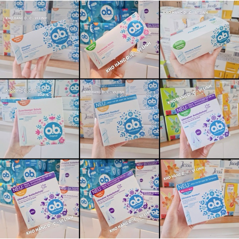 (Hàng bay Đủ Bill Đức) BĂNG VỆ SINH TAMPON ĐỨC (OB, JESSA, FACELLE)