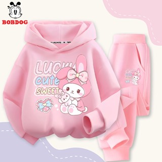  Bộ nỉ bé gái BOBDOG set áo hoodie quần nỉ da cá ấm áp in hình Thỏ cute HX-KS72 cho bé 