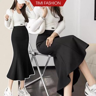 Chân váy đuôi cá Midi dáng dài ôm body by TIMI Fashion, Chất liệu Umi Hàn co giãn 4 chiều, Style Hàn Quốc trẻ trung