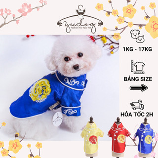  Áo sườn xám rồng vàng cho chó mèo yudog - áo sườn xám cho thú cưng 