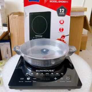 Bếp Từ Cảm Ứng SUNHOUSE thế hệ mới , Bếp Điện Từ Đơn Kèm Nồi ( MẦU ĐỎ )
