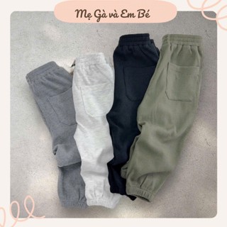 mega Quần nỉ cho bé Quần nỉ dáng jogger chất tổ ong dày dặn cho bé trai bé gái Quần nỉ có túi sau cho bé size 10-25kg