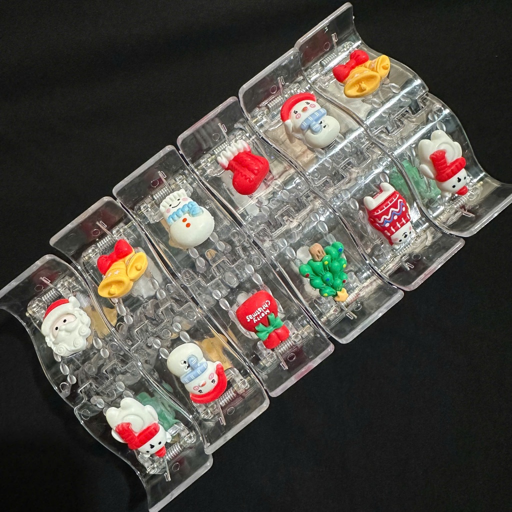 Sỉ Lố 12 Cây Kẹp Tóc Càng Cua Trong Suốt 5 Răng Đính Charm Noen Phong Cách Siêu Dễ Thương