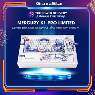 Combo Bàn phím cơ gaming Gravastar Mercury K1 Pro Limited Rồng trắng kèm Chuột M1, LED đẹp mắt - Bảo hành 12 tháng