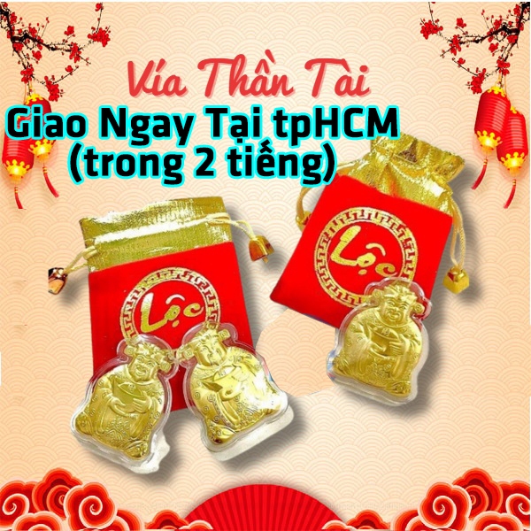 (đã xiin lộc) Ông Thần Tài Mạ Vàng 24K Cao Cấp, Phát Tài Phát Lộc, Tặng Túi Gấm Nhung May Mắn