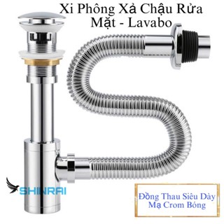 ( Đồng Thau Siêu Dày - Có Nắp Xả Cặn Đáy ) Bộ Xi Phông Xả Lavabo , Xả Chậu Rửa Mặt Thoát Nước Nhanh , Chống Mùi Hôi