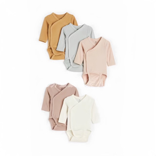 [MD110]❤️KHONG KÈM TẤT❤️Body cài chéo cotton Organic NB-9m cho bé trai và gái
