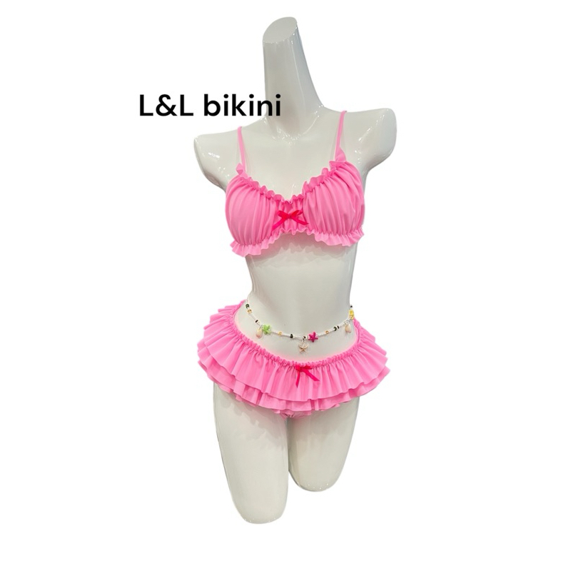 Bikini 2 Mảnh Nữ L&L BIKINI Phối Bèo Nhún Xếp Tầng Có Mút Ngực Kèm Vòng Eo Freesize Đi Biển - L05 | BigBuy360 - bigbuy360.vn