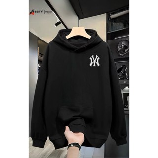 Áo Hoodie Lót Lông Cáo Mũ To Hai Lớp Form Rộng - NY logo thêu, mặt sau trơn