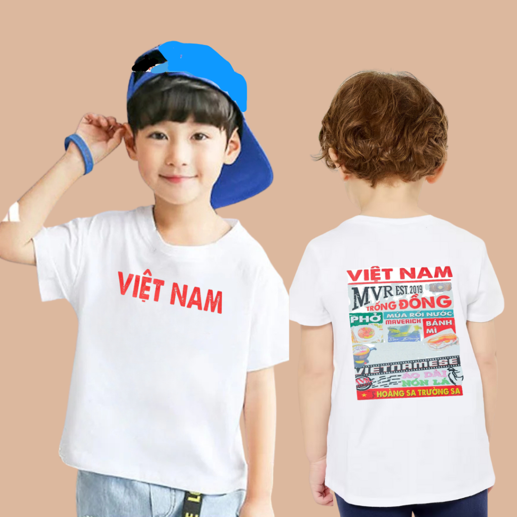 Áo thun trẻ em VIỆT NAM cao cấp VINKIDS - 1 ÁO - Áo Phông trẻ em VẢI COTTON 4 CHIỀU - V-015