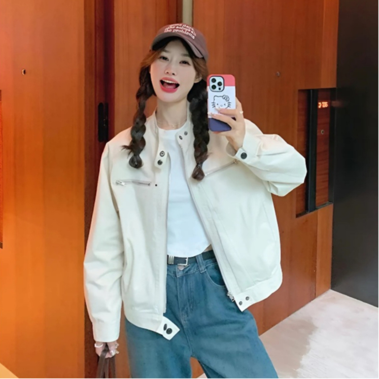 Áo khoác kaki dáng ngắn ,áo khoác jacket 2 lớp cao cấp cổ tròn Ciberti | BigBuy360 - bigbuy360.vn